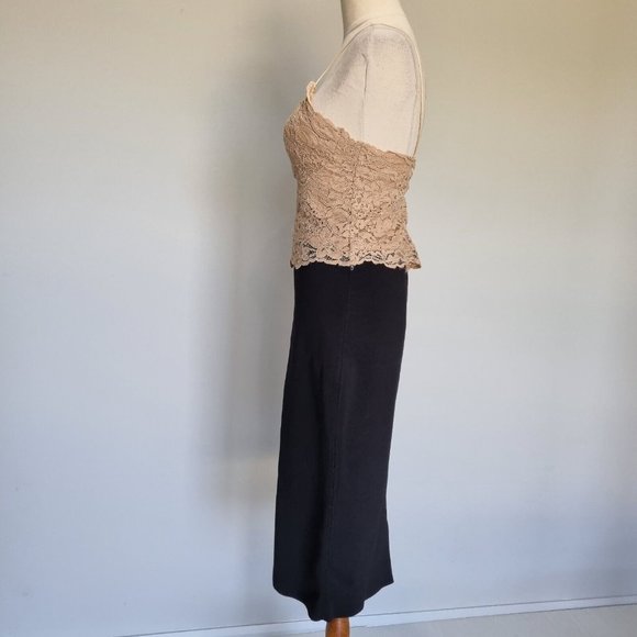 Witchery Black & Beige Lace Contrast Bodycon Dress Size 14 - Picture 3 of 8